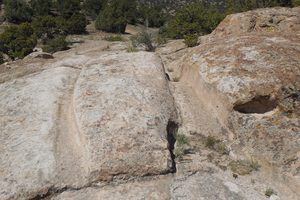 Vías de vagones en Penitente Canyon en Del Norte, Colorado
