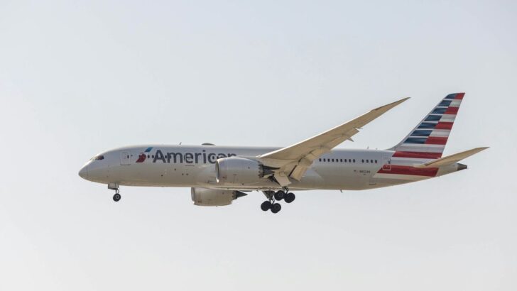 Boeing 787 de American Airlines en pleno vuelo con cielo despejado