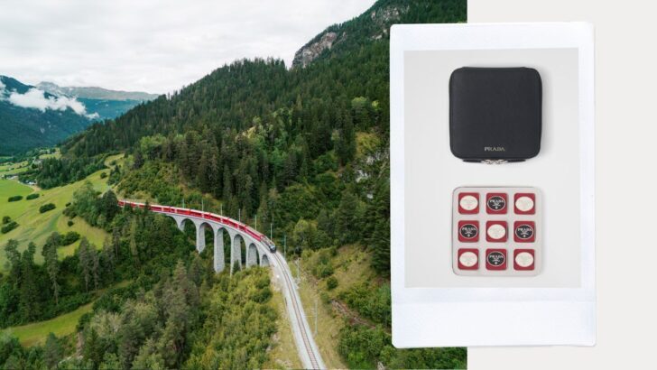 Set de Tic-Tac-Toe de Prada con estuche negro y tablero rojo