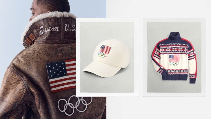 Chaqueta, gorra y suéter olímpicos de Ralph Lauren con bandera de EE. UU.